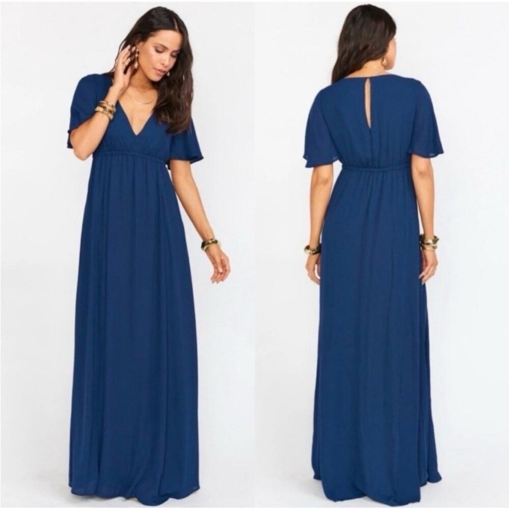 Show Me Your Mumu Emily Maxi Dress‎ Rich Navy Crisp Size Medium Wedding